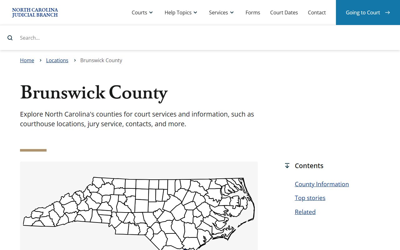 NC Courts Brunswick County courthouse page for criminal court records after arrest